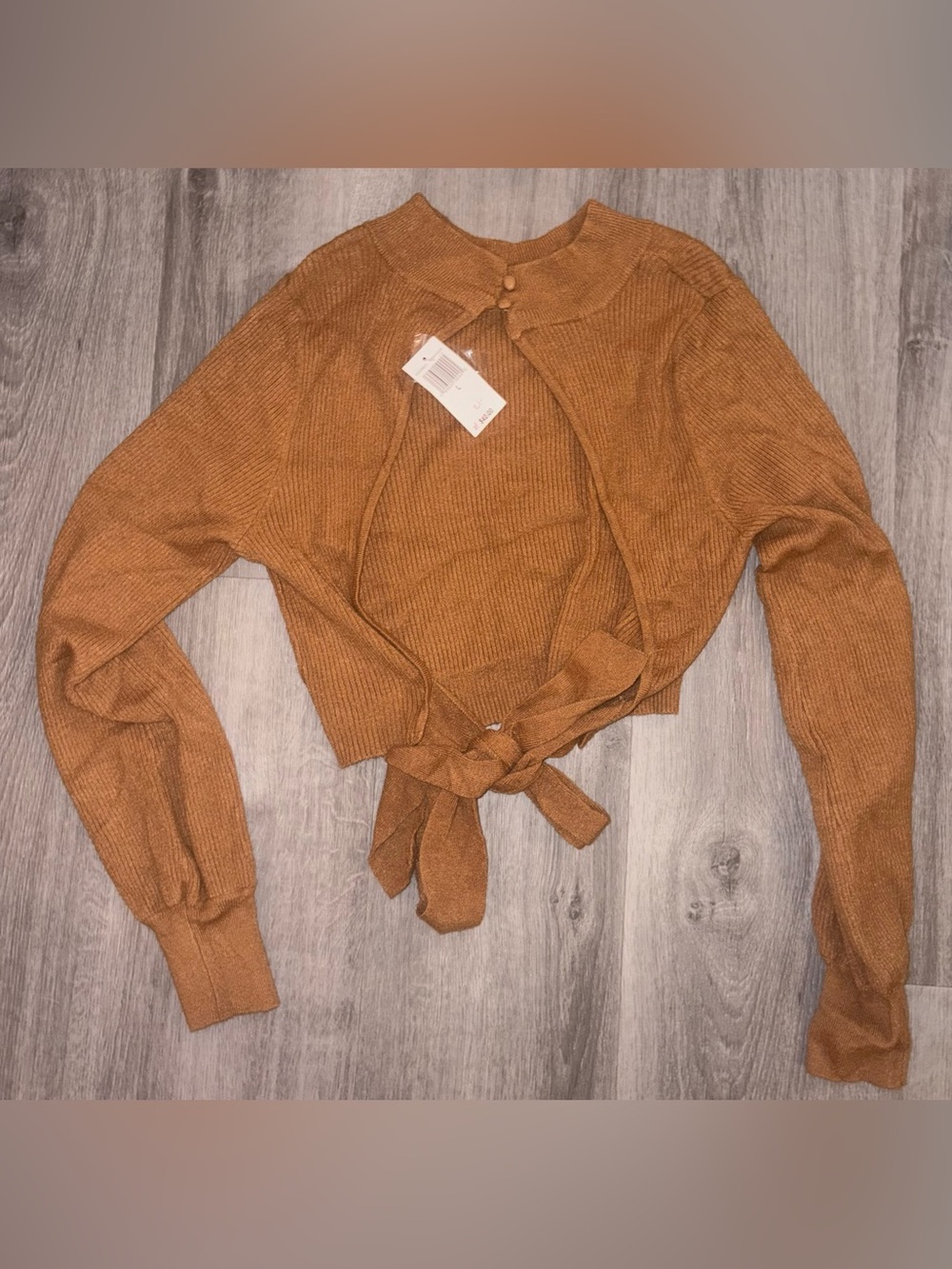 Chunky Tie-open Back Sweater - Camel